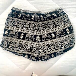 Mudd Black and White elephant print lounge shorts